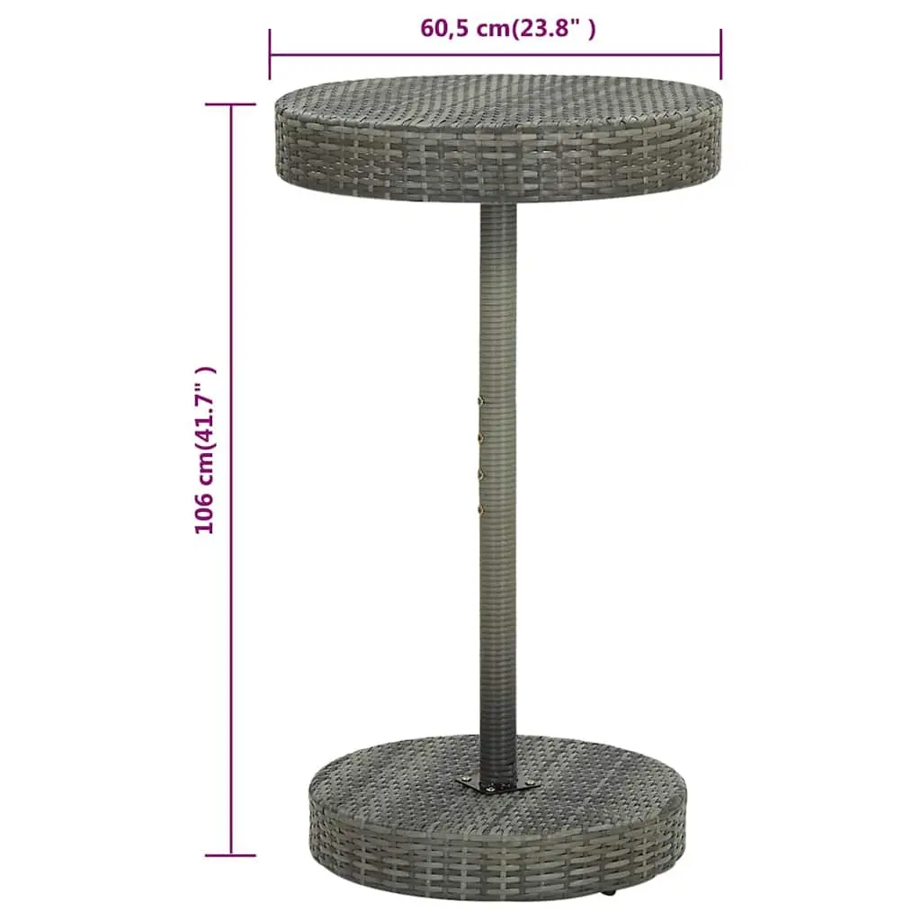 3 Piece Garden Bar Set Poly Rattan Outdoor Bar Table Stools Grey Patio Furniture