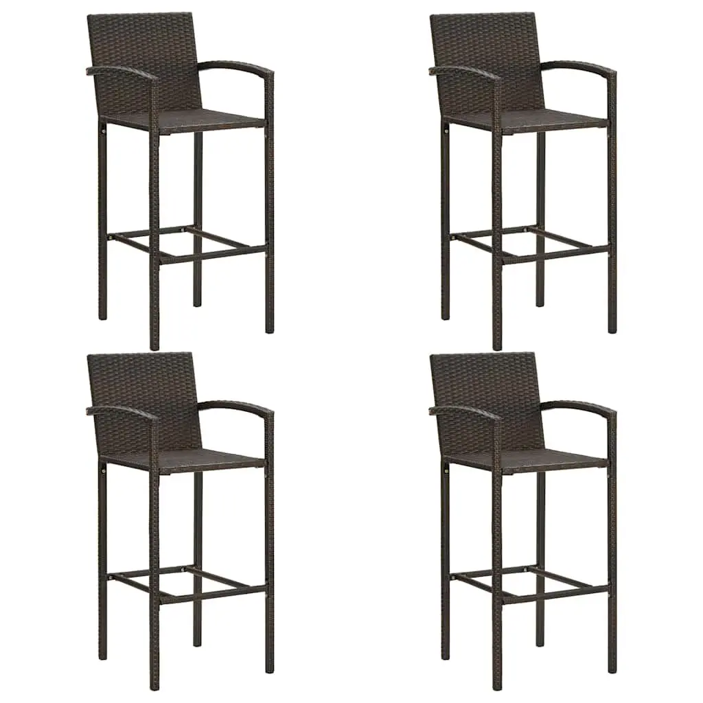 Garden Bar Set Brown 5 Piece Outdoor Bar Table and Stools Poly Rattan