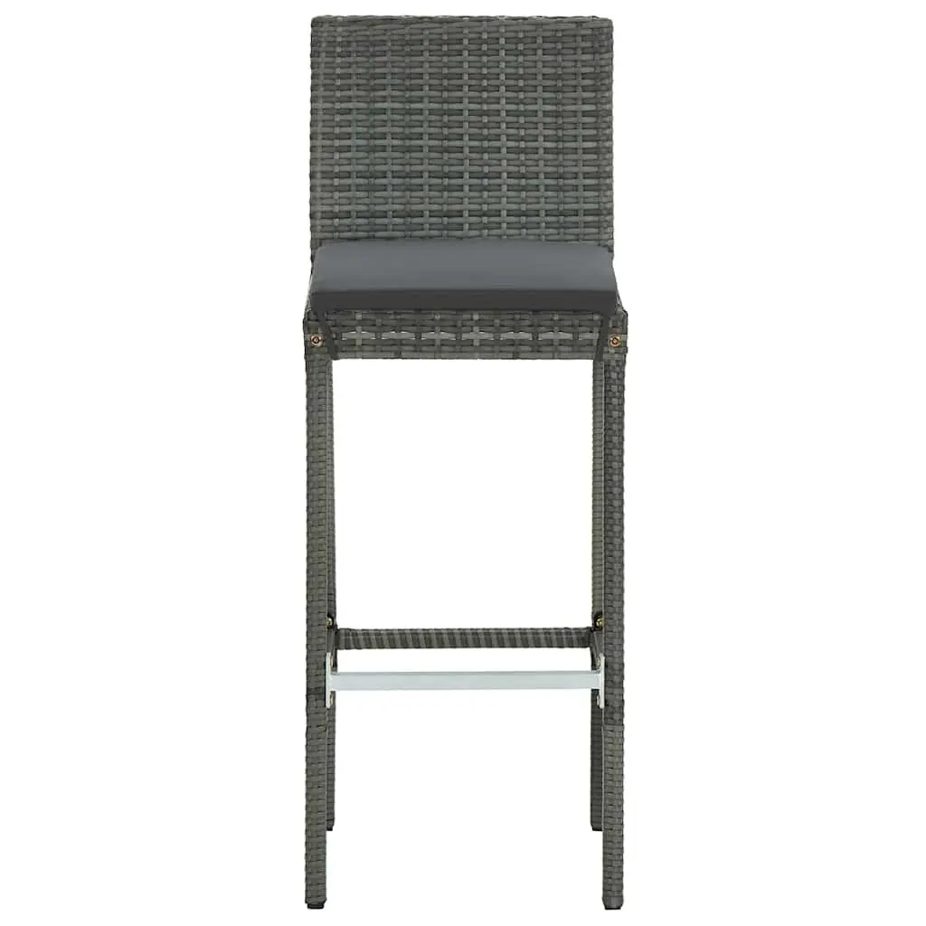 3 Piece Outdoor Bar Set with Cushions Poly Rattan Garden Bar Table and Stools