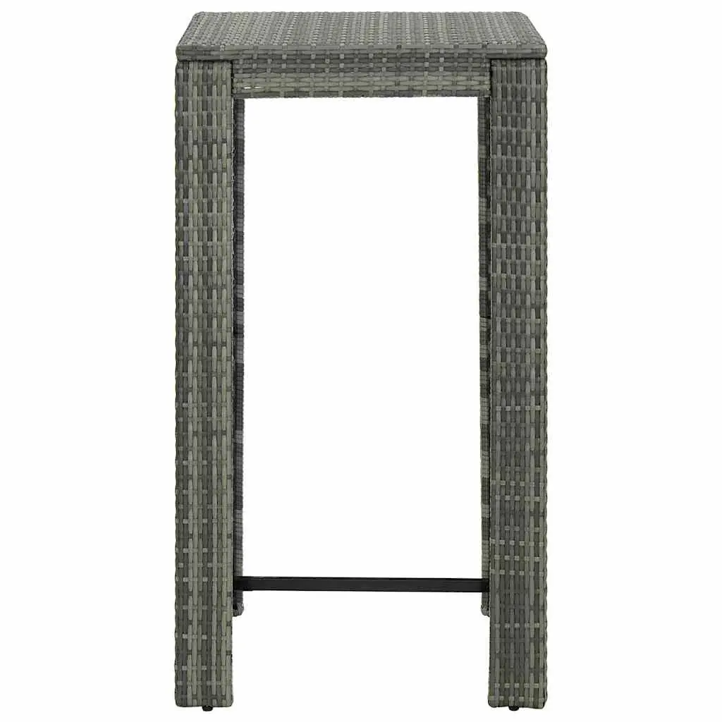 3 Piece Outdoor Bar Set with Cushions Poly Rattan Garden Bar Table and Stools