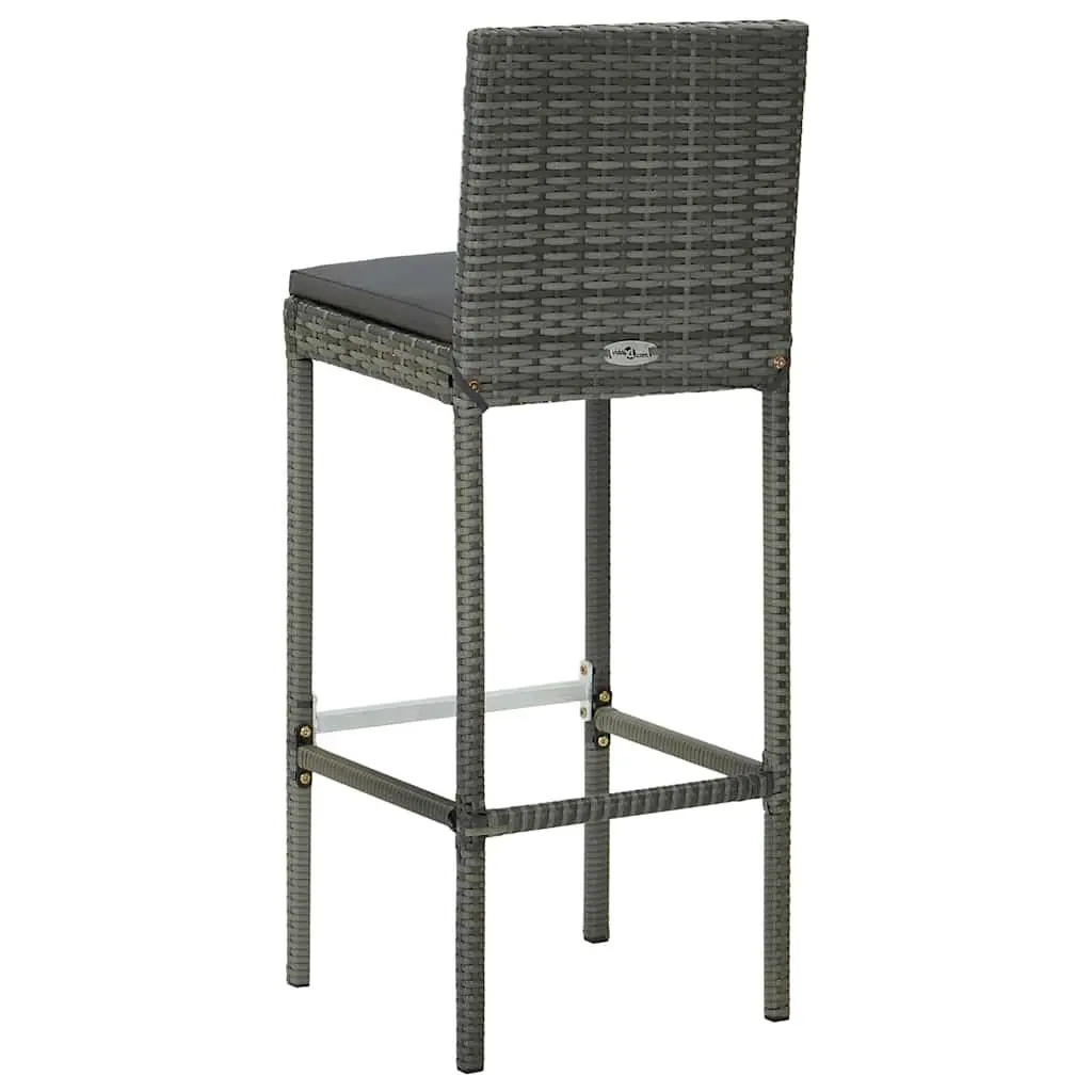 3 Piece Outdoor Bar Set with Cushions Poly Rattan Garden Bar Table and Stools