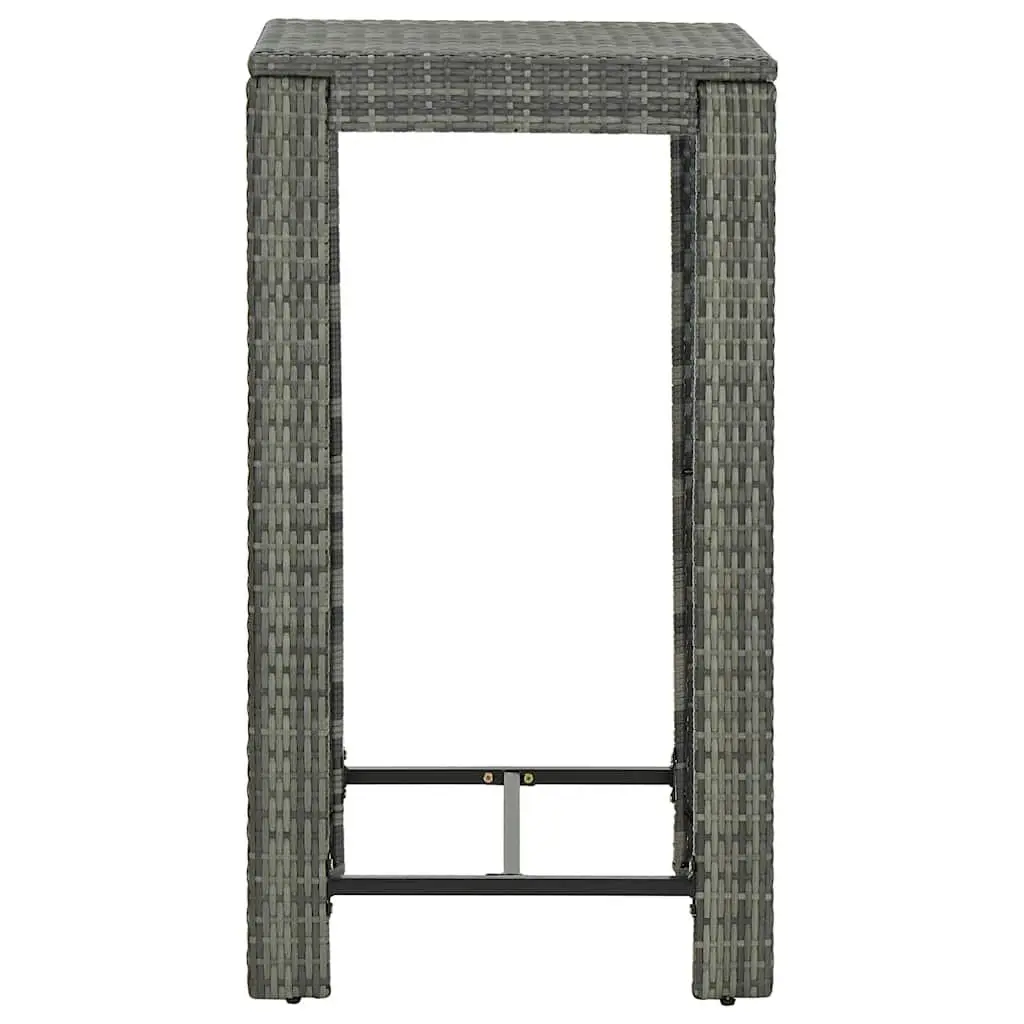 3 Piece Outdoor Bar Set with Cushions Poly Rattan Garden Bar Table and Stools