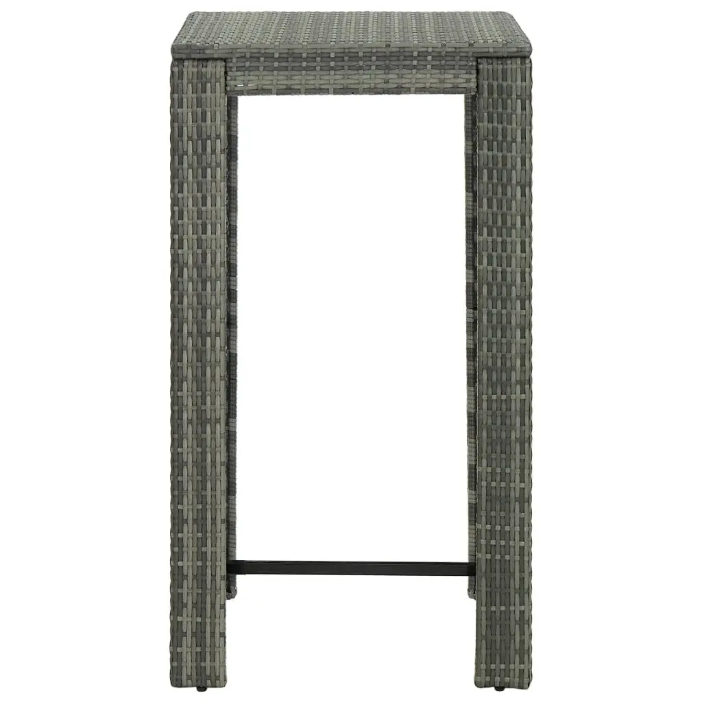 5 Piece Outdoor Bar Set Grey Poly Rattan Garden Bar Table Stools with Cushions