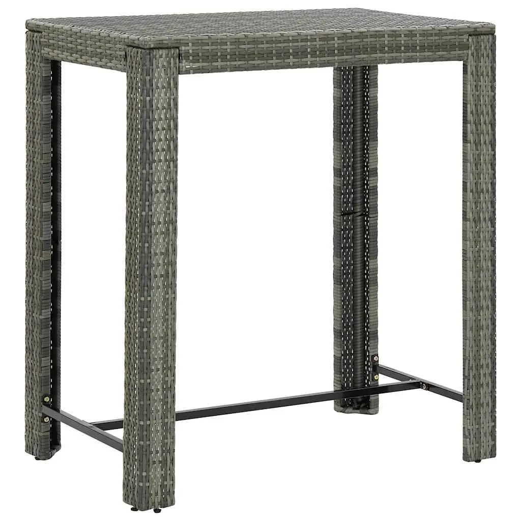 5 Piece Outdoor Bar Set Grey Poly Rattan Garden Bar Table & Stools with Cushions