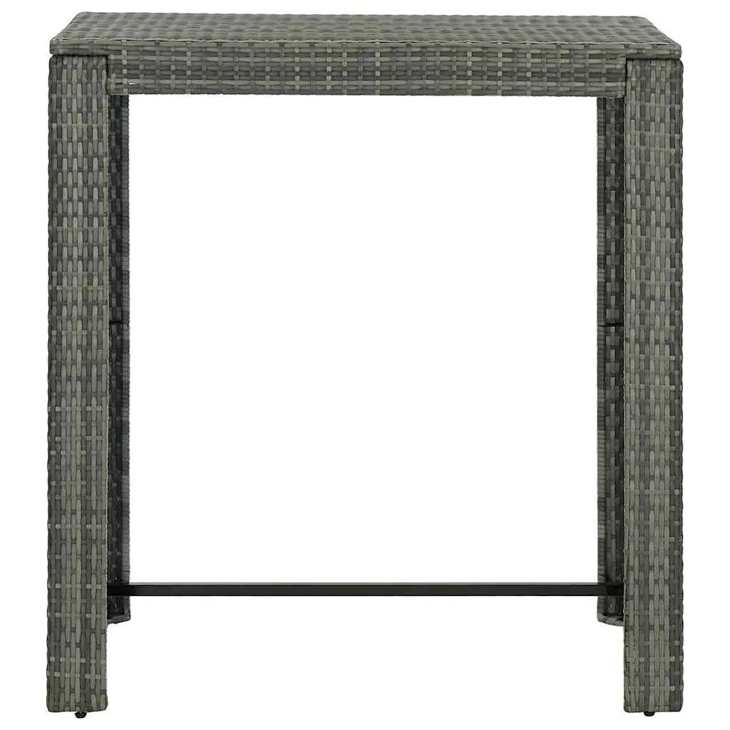 5 Piece Outdoor Bar Set Grey Poly Rattan Garden Bar Table & Stools with Cushions