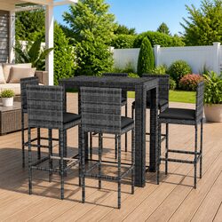 Compact 7 Piece Grey Poly Rattan Bar Set