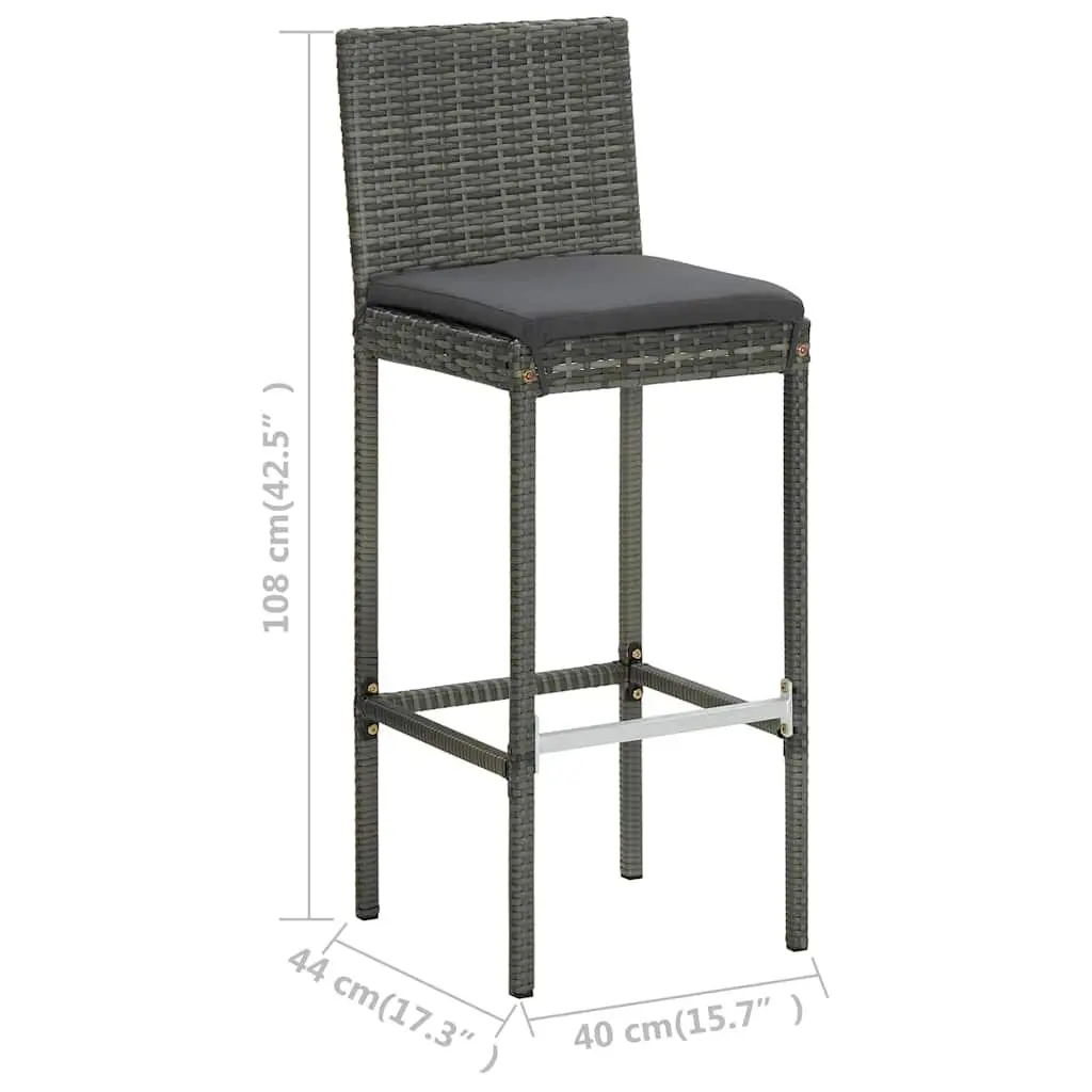 7 Piece Grey Poly Rattan Bar Set