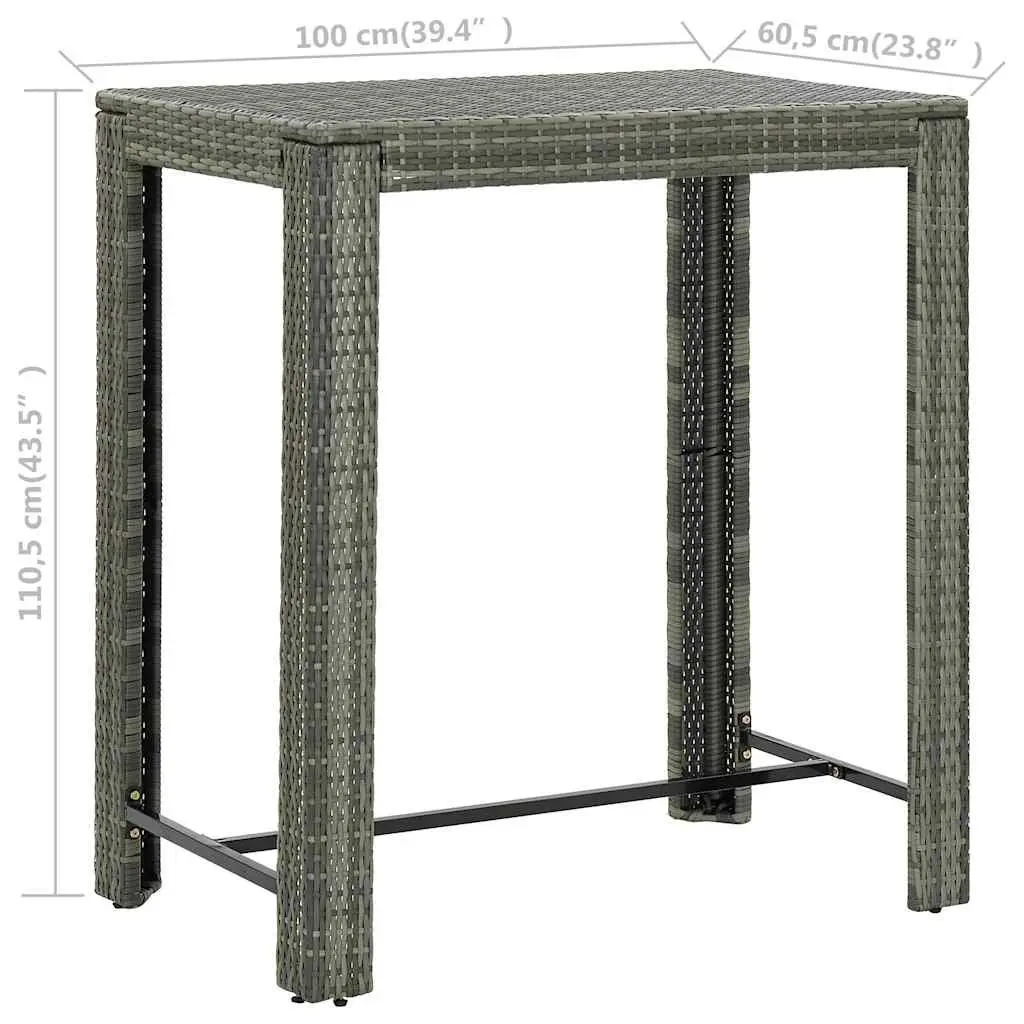 7 Piece Grey Poly Rattan Bar Set