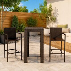 Compact Outdoor Bar Set: Table and Two Stools