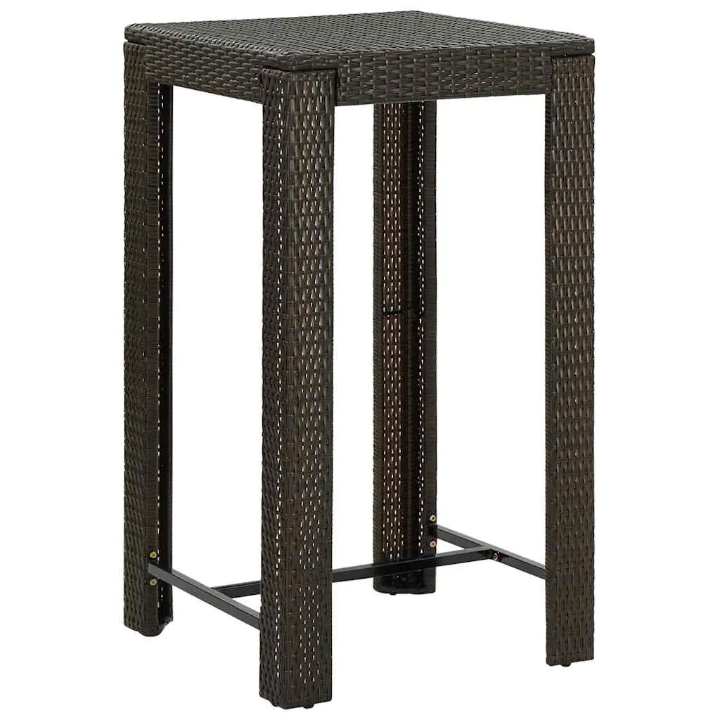 3 Piece Outdoor Bar Set with Armrest Poly Rattan Garden Bar Table and Stools