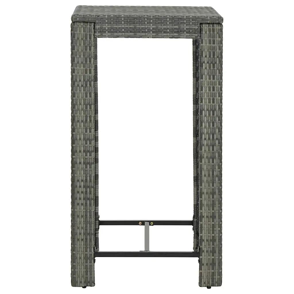 Outdoor Bar Set Grey 5 Piece Poly Rattan with Armrest Garden Patio Bar Table