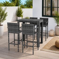 5 Piece Grey Bar Set - Ideal for Outdoor Entertaining