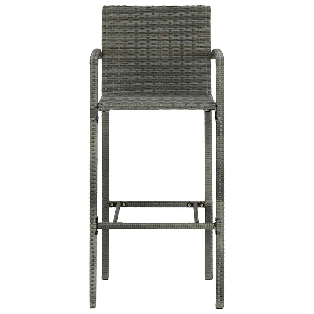 5 Piece Outdoor Bar Set Grey Poly Rattan Armrest Garden Bar Table Stools