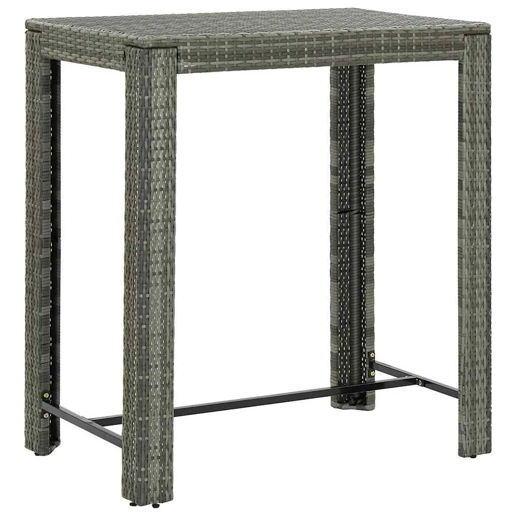 5 Piece Outdoor Bar Set Grey Poly Rattan Armrest Garden Bar Table Stools