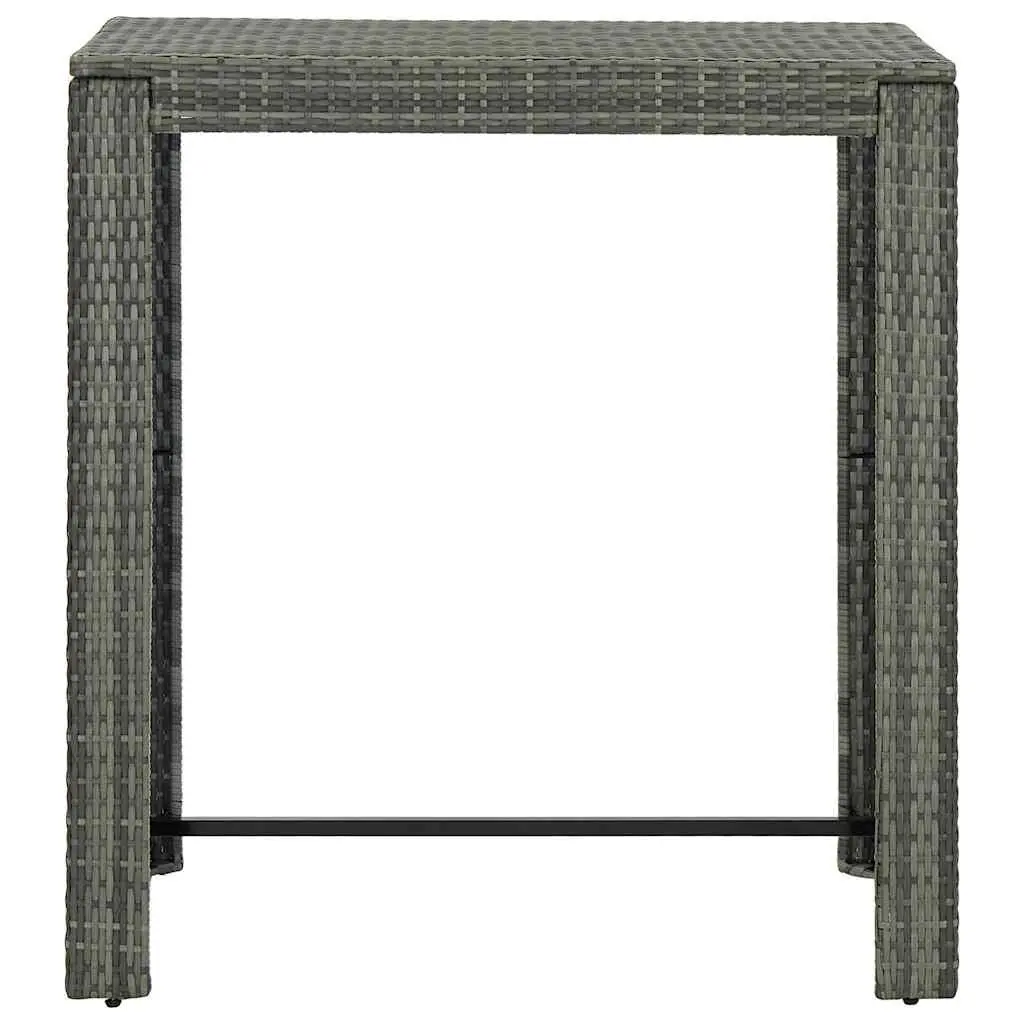 5 Piece Outdoor Bar Set Grey Poly Rattan Armrest Garden Bar Table Stools