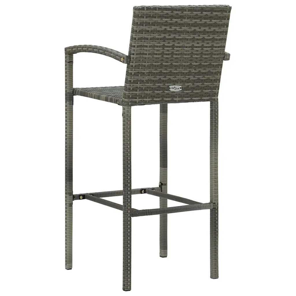 5 Piece Outdoor Bar Set Grey Poly Rattan Armrest Garden Bar Table Stools