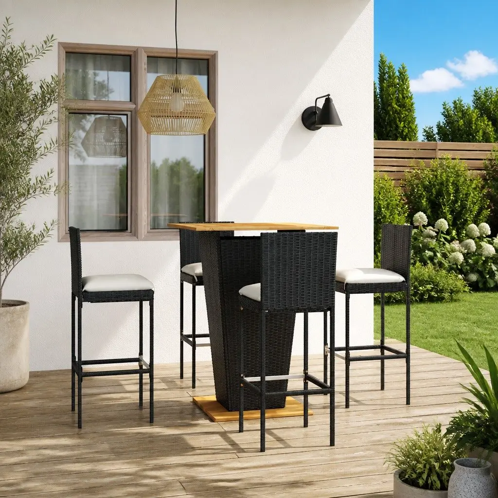 5 Piece Outdoor Bar Set with Cushions