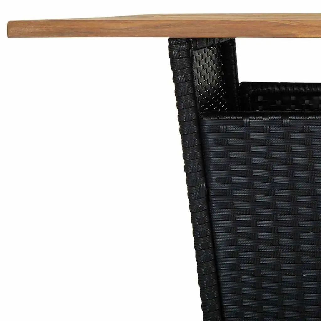 Garden Bar Set Black 9 Piece Outdoor Furniture with Cushions PE Rattan Stools