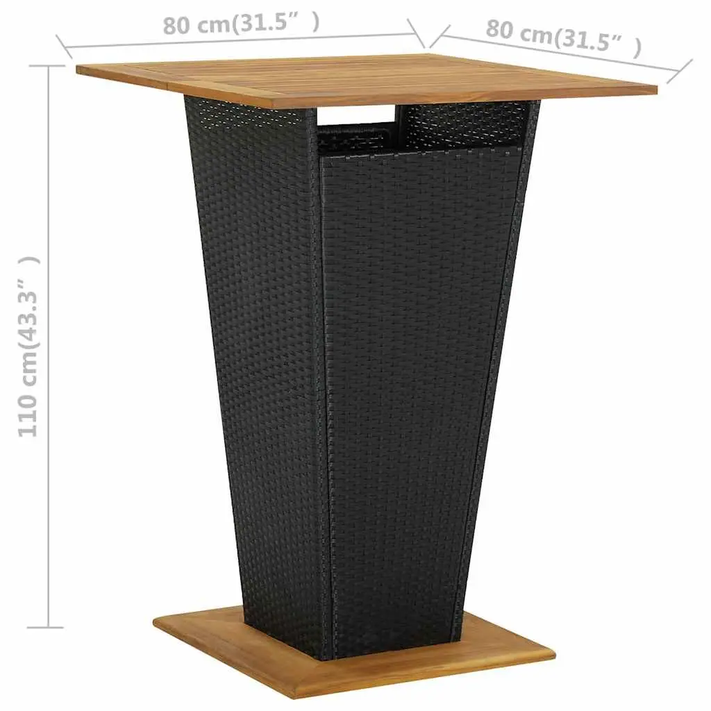 Garden Bar Set Black 9 Piece Outdoor Furniture with Cushions PE Rattan Stools