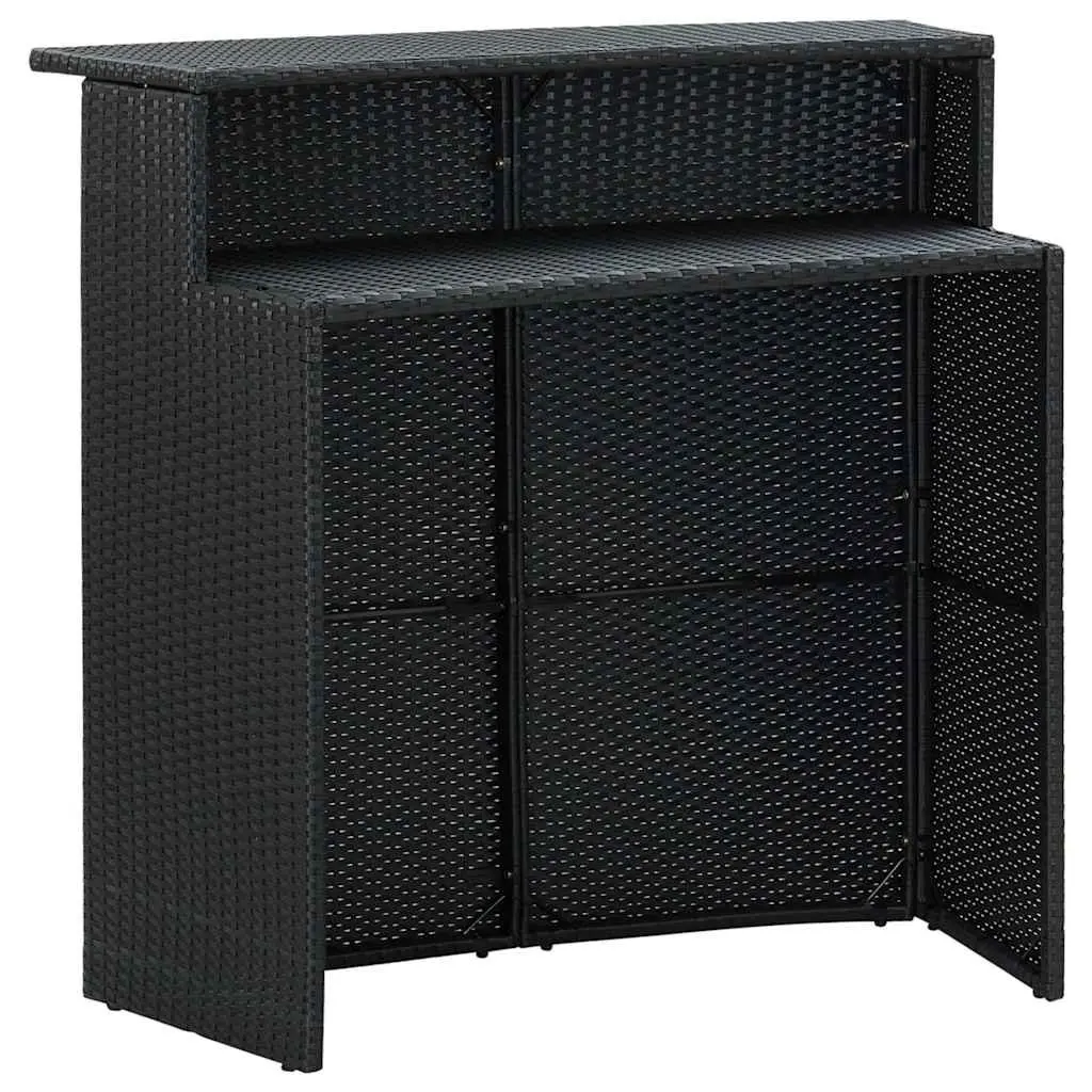 Garden Bar Set Black 4 Piece Outdoor Furniture with Cushions