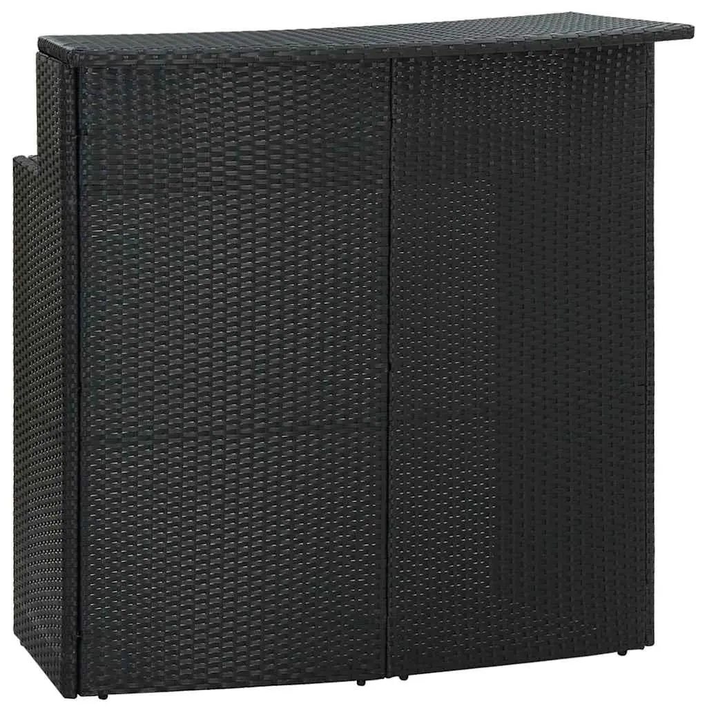 Garden Bar Set Black 3 Piece Outdoor Furniture with Cushions Weather Resistant PE Rattan Powder Coated Steel Frame