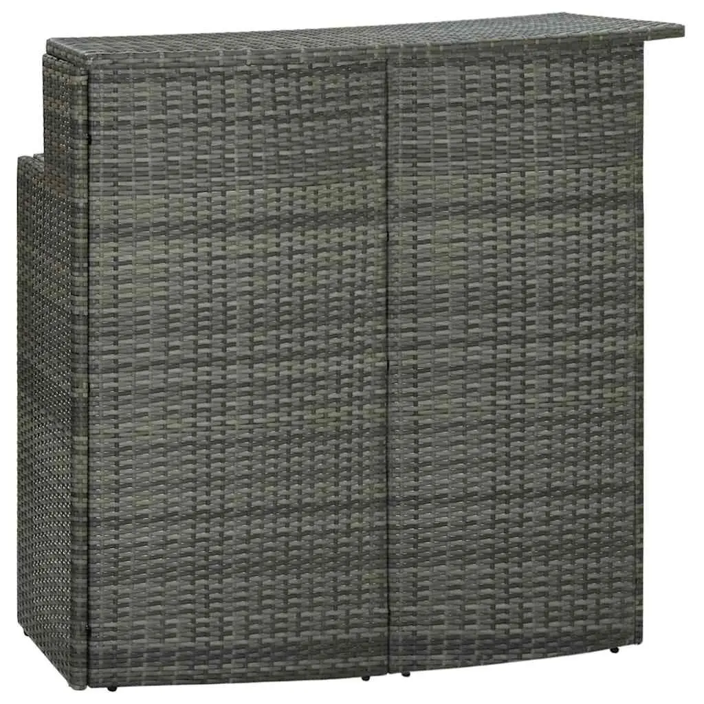 3 Piece Garden Bar Set Grey Rattan Outdoor Patio Furniture with Cushions