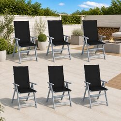 Outdoor Reclining Chairs Set 6 pcs Garden Seating with Cushions Acacia Wood