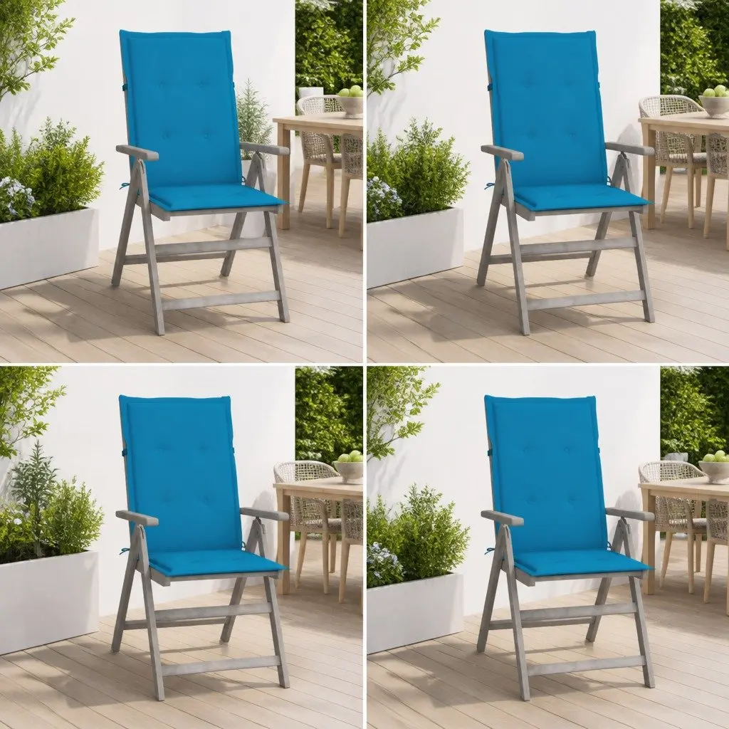 Outdoor Reclining Chairs 4 Piece Set Garden Seating with Cushions Acacia Wood