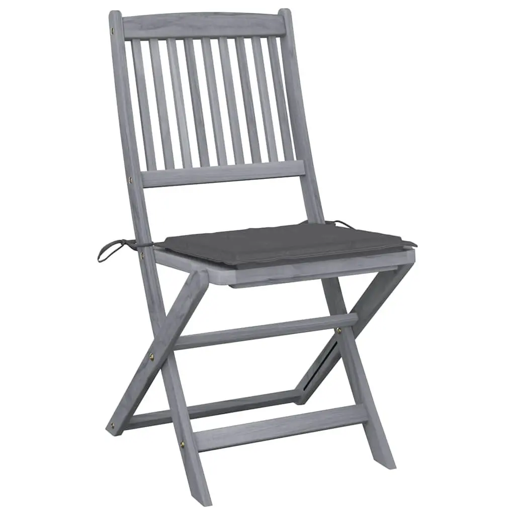 Folding Dining Chairs Set Anthracite Solid Wood 6 Piece Weather-Resistant Cushions