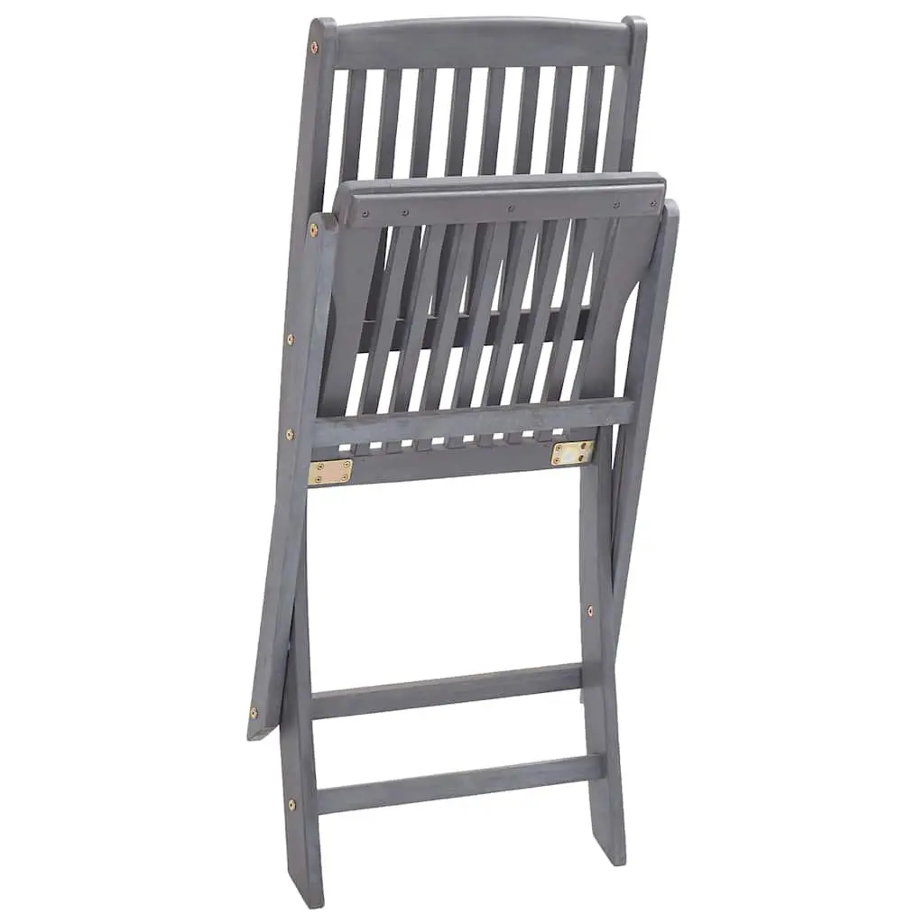 Folding Dining Chairs Set Anthracite Solid Wood 6 Piece Weather-Resistant Cushions