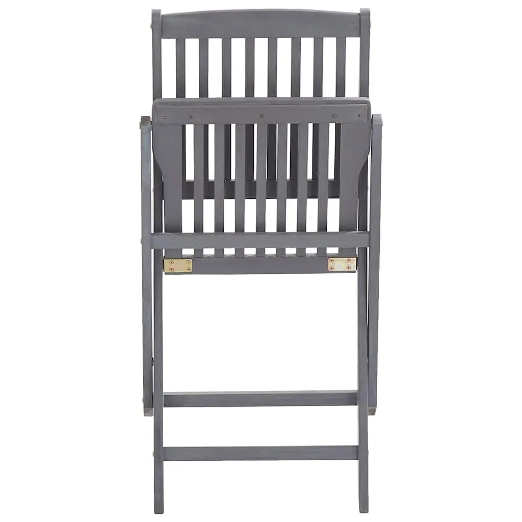 Outdoor Folding Dining Chairs Set 6 pcs Grey with Cushions Acacia Wood Garden