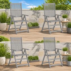 Set of 4 Outdoor Reclining Chairs in Grey