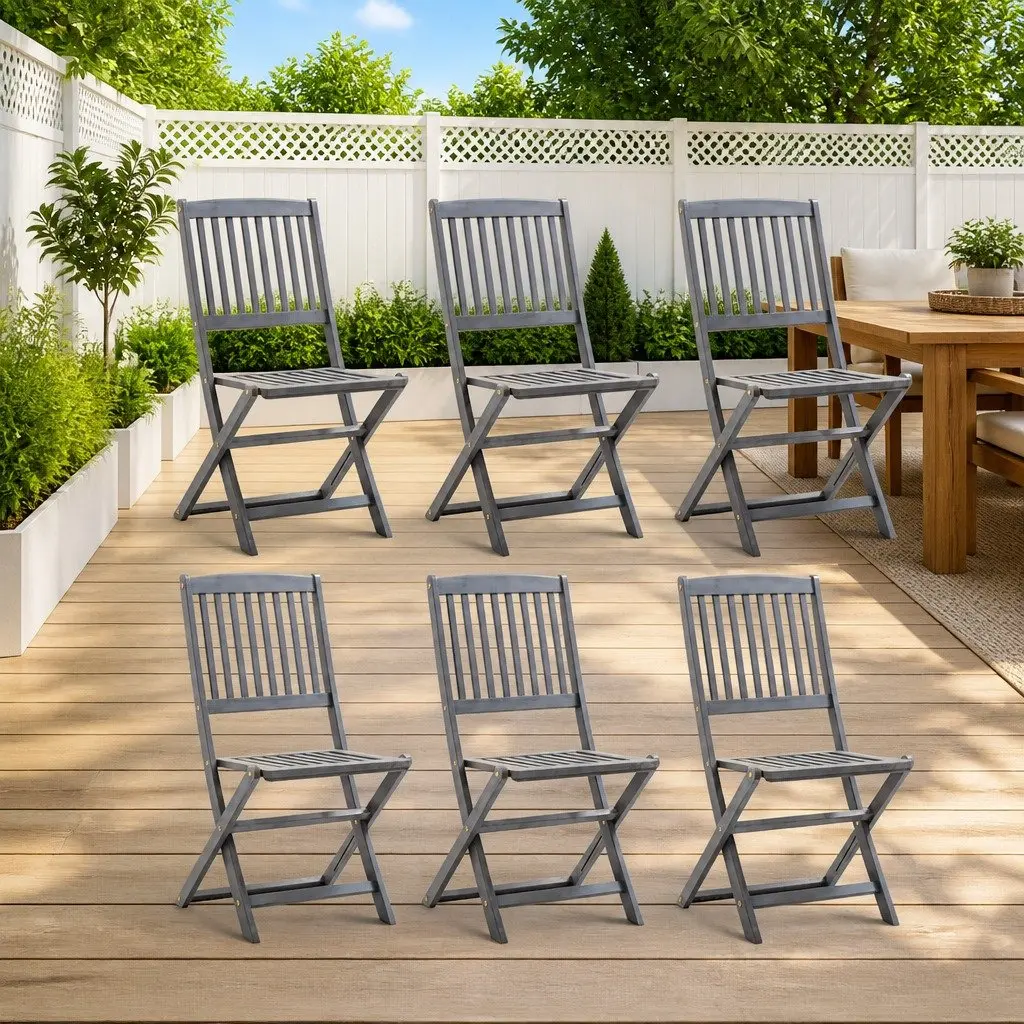 Grey Folding Dining Chair Set for Outdoor Use