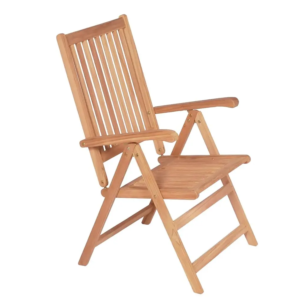 Reclining Garden Chairs Brown 6 Piece Folding Wooden Seating Set Outdoor Furniture