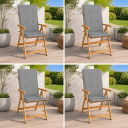 Set of 4 Teak Wood Outdoor Chairs with Cushions