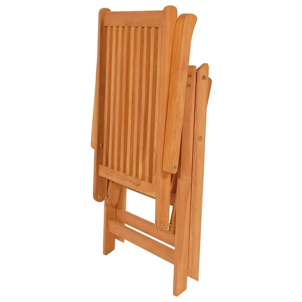 Outdoor Garden Chairs Set 4 pcs Black Cushions Teak Wood Reclining Patio Seating
