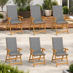 Garden Chair Set with 6 Teak Chairs