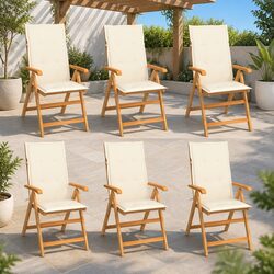 Compact Outdoor Chair Set of 6 in Teak with Cream Cushions
