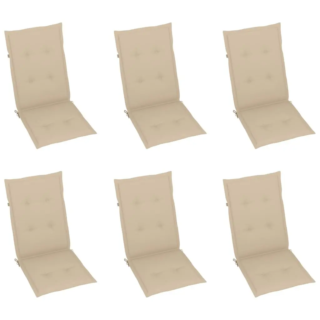 Outdoor Garden Chairs Set 6 pcs Teak Wood Reclining Patio Seating with Cushions