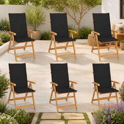 6-Chair Garden Seating Set with Teak Wood