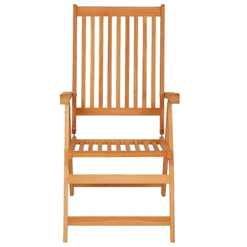 Garden Chairs Set Black Cushions Solid Teak Wood 6 Piece Adjustable Reclining Backrest Foldable