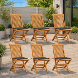 Compact and Reliable Set of 6 Teak Folding Chairs