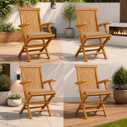 Compact 4-Piece Folding Garden Chairs Set in Teak