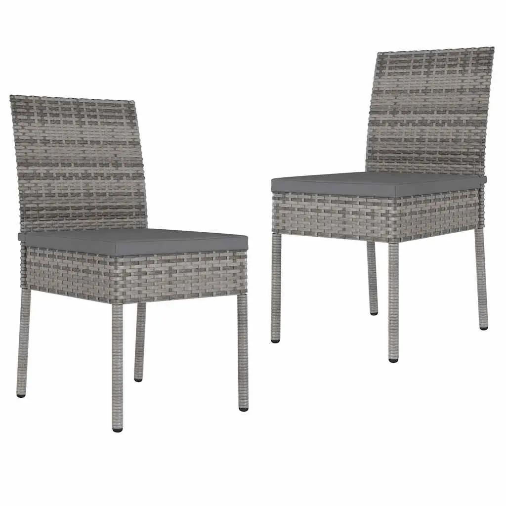 3 Piece Garden Dining Set Grey Rattan Outdoor Patio Table Chairs