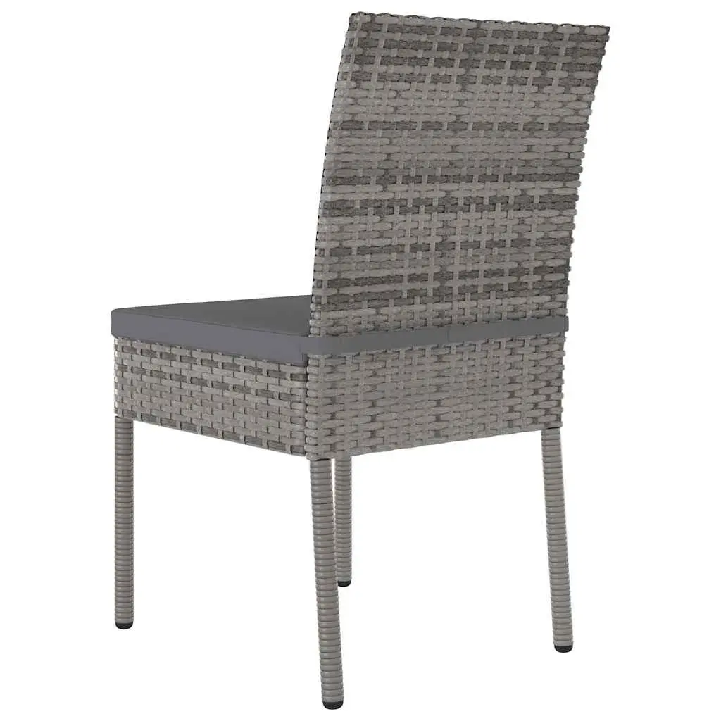 3 Piece Garden Dining Set Grey Rattan Outdoor Patio Table Chairs