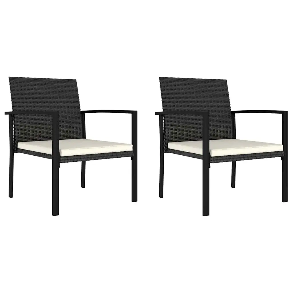 3 Piece Garden Dining Set Black Outdoor Patio Table Chairs Weather Resistant