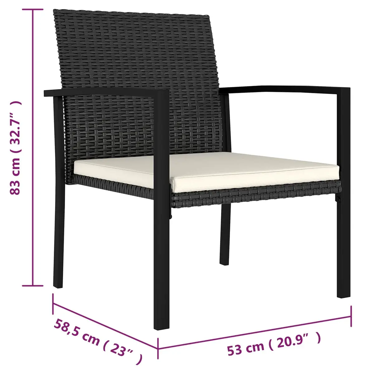 5 Piece Garden Dining Set Black Steel Frame PE Rattan Weather Resistant Outdoor Furniture