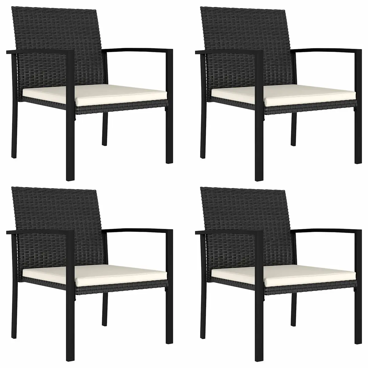 5 Piece Garden Dining Set Black Steel Frame PE Rattan Weather Resistant Outdoor Furniture