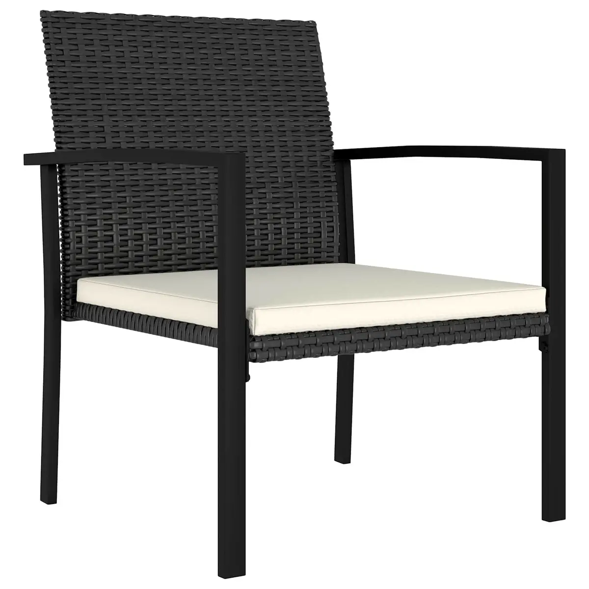 5 Piece Garden Dining Set Black Steel Frame PE Rattan Weather Resistant Outdoor Furniture