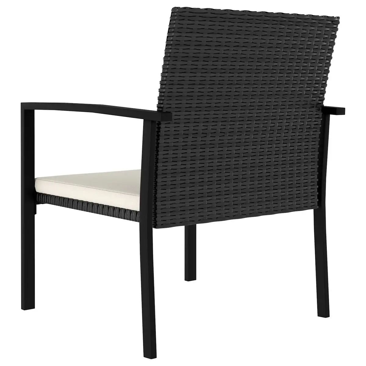 5 Piece Garden Dining Set Black Steel Frame PE Rattan Weather Resistant Outdoor Furniture